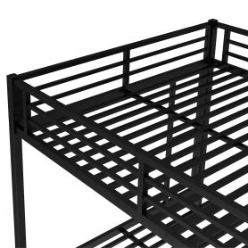 Queen over Queen Metal Bunk Bed with Twin Size Trundle