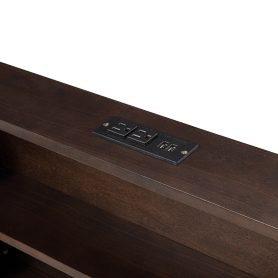 Queen Over Queen Bunk Bed with Built-in Storage Cabinets, Charging Station, Ladder, and Safety Guardrails