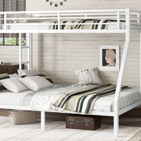 Metal Twin XL over Queen Bunk Bed for Teens and Adults, Space-Saving/Noise Reduced/No Box Spring Needed