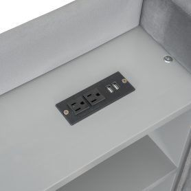 Twin Size Upholstered Daybed with Trundle, Storage Shelves, USB & Outlet