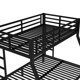 Metal Twin over Full Bunk Bed with Ladder and Guard Rail
