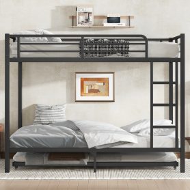 Full over Full Metal Bunk Bed with Twin Size Trundle