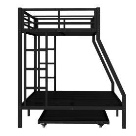 Twin over Full Metal Bunk Bed with Twin Size Trundle