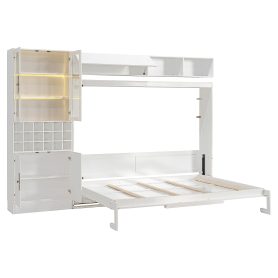 Queen Murphy Bed Wall Bed with Sofa, Shelves USB & Light