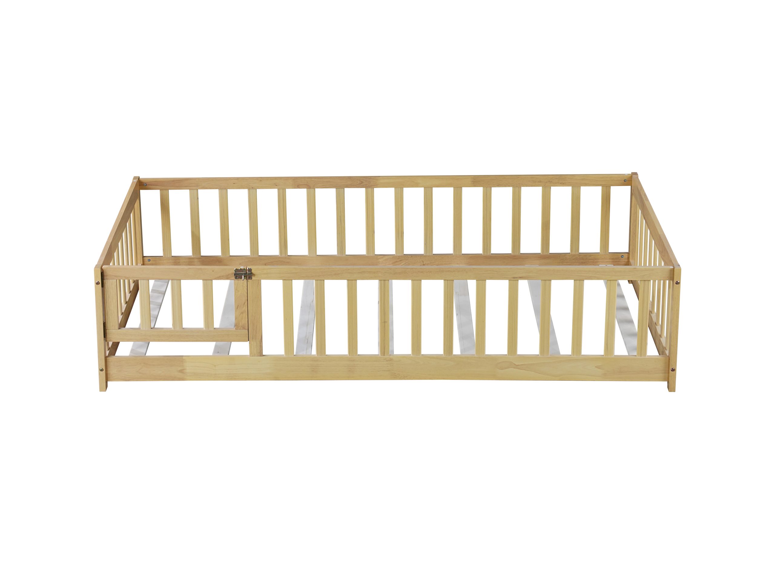 Twin Size Floor Bed With Fence, Door and Safety Guardrails 10 Twin Size Floor Bed With Fence, Door and Safety Guardrails