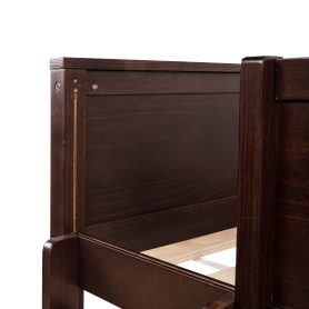 Queen Over Queen Bunk Bed with Built-in Storage Cabinets, Charging Station, Ladder, and Safety Guardrails