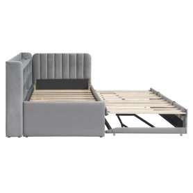 Twin Size Upholstered Daybed with Trundle, Storage Shelves, USB & Outlet