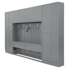 Queen Size Wall Bed with Closet, Drawers and Shelves