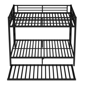 Queen over Queen Metal Bunk Bed with Twin Size Trundle