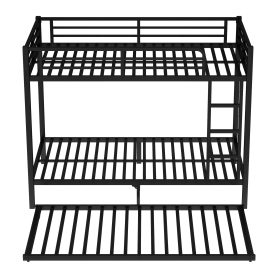 Twin XL over Twin XL Metal Bunk Bed with Twin Size Trundle