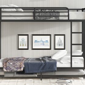 Twin XL over Twin XL Metal Bunk Bed with Twin Size Trundle