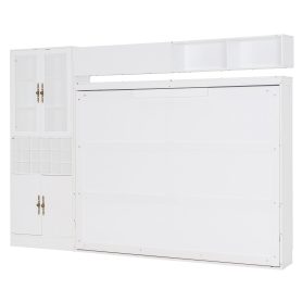 Queen Murphy Bed Wall Bed with Sofa, Shelves USB & Light