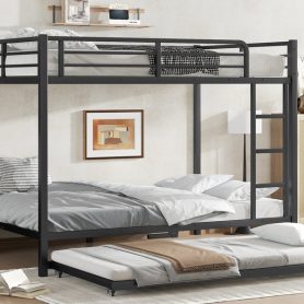 Full over Full Metal Bunk Bed with Twin Size Trundle