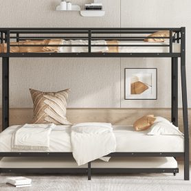 Twin over Full Metal Bunk Bed with Twin Size Trundle