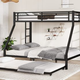 Twin Xl Over Queen Metal Bunk Bed With Twin Size Trundle