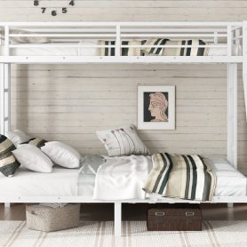 Metal Twin XL over Queen Bunk Bed for Teens and Adults, Space-Saving/Noise Reduced/No Box Spring Needed