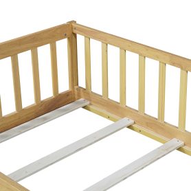 Twin Size Floor Bed With Fence, Door and Safety Guardrails 36 Twin Size Floor Bed With Fence, Door and Safety Guardrails