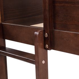 Queen Over Queen Bunk Bed with Built-in Storage Cabinets, Charging Station, Ladder, and Safety Guardrails