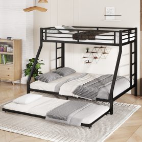 Twin Xl Over Queen Metal Bunk Bed With Twin Size Trundle