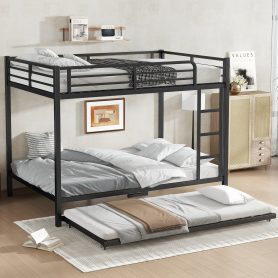 Full over Full Metal Bunk Bed with Twin Size Trundle