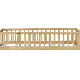 Twin Size Floor Bed With Fence, Door and Safety Guardrails 29 Twin Size Floor Bed With Fence, Door and Safety Guardrails