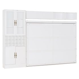 Queen Murphy Bed Wall Bed with Sofa, Shelves USB & Light