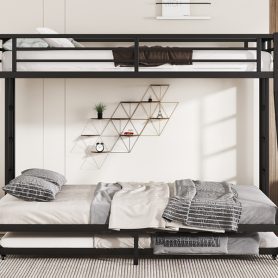 Twin Xl Over Queen Metal Bunk Bed With Twin Size Trundle
