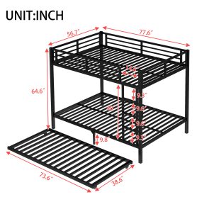 Full over Full Metal Bunk Bed with Twin Size Trundle