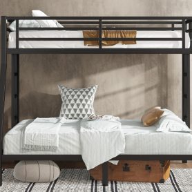 Metal Twin over Full Bunk Bed with Ladder and Guard Rail