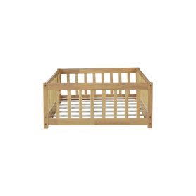 Twin Size Floor Bed With Fence, Door and Safety Guardrails 32 Twin Size Floor Bed With Fence, Door and Safety Guardrails