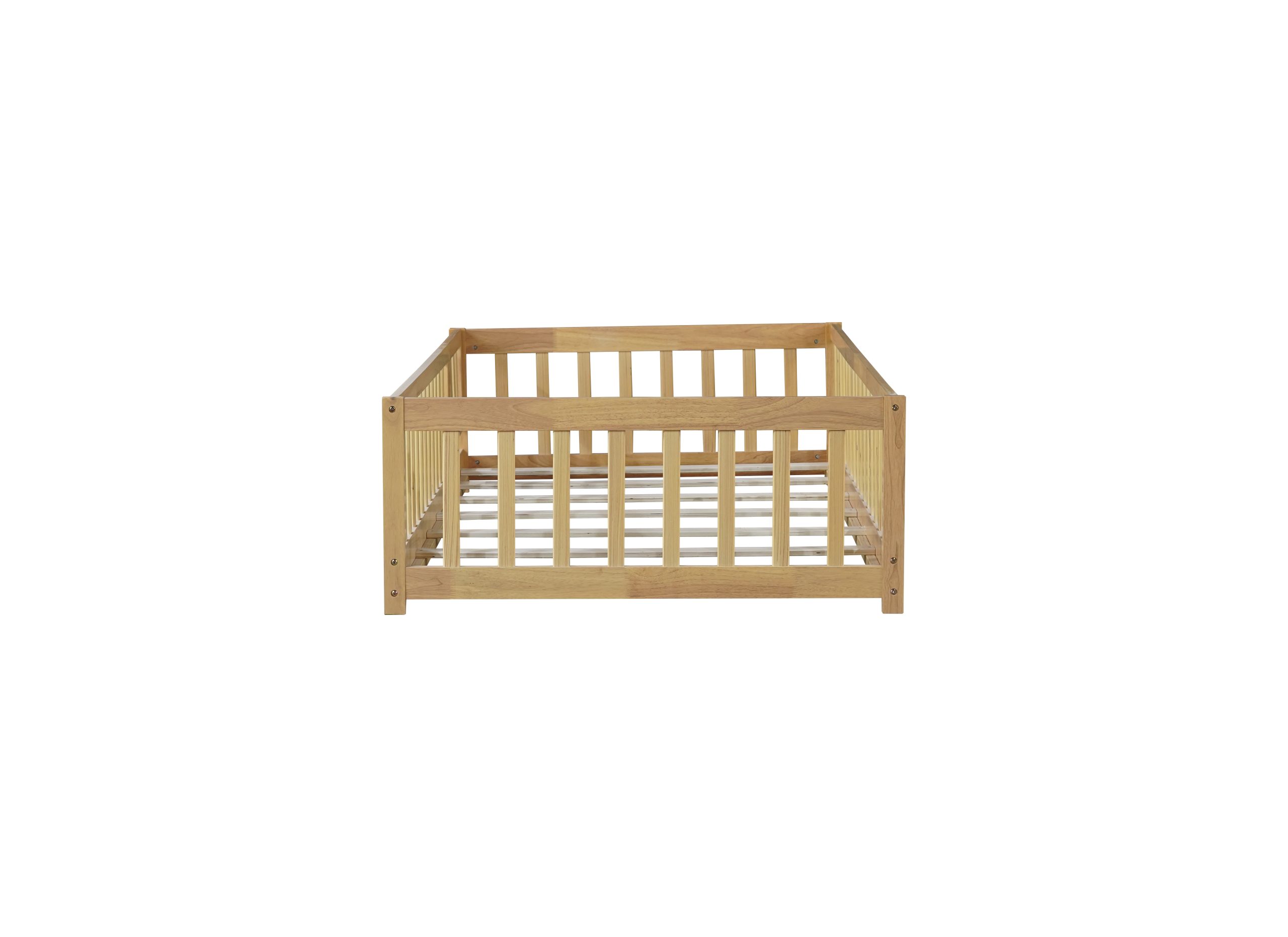 Twin Size Floor Bed With Fence, Door and Safety Guardrails 14 Twin Size Floor Bed With Fence, Door and Safety Guardrails