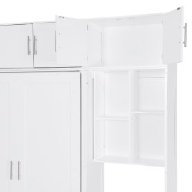 Queen Size Wall Murphy Bed With Desk, Top Cabinet And Storage Shelves