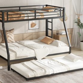 Twin over Full Metal Bunk Bed with Twin Size Trundle