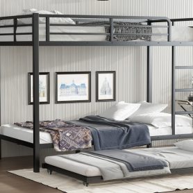 Twin XL over Twin XL Metal Bunk Bed with Twin Size Trundle