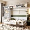 Full Size Murphy Bed Wall Bed With Sofa, Shelves Usb & Light