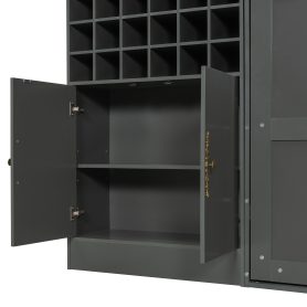 Queen Size Murphy Bed Wall Bed with Sofa, Shelves USB & Light