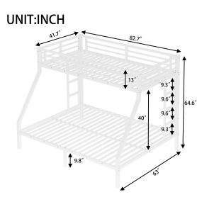 Metal Twin XL over Queen Bunk Bed for Teens and Adults, Space-Saving/Noise Reduced/No Box Spring Needed