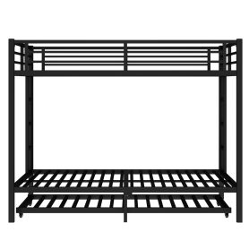 Queen over Queen Metal Bunk Bed with Twin Size Trundle