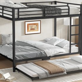 Full over Full Metal Bunk Bed with Twin Size Trundle