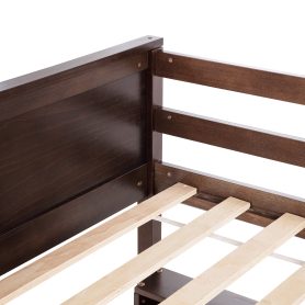 Queen Over Queen Bunk Bed with Built-in Storage Cabinets, Charging Station, Ladder, and Safety Guardrails