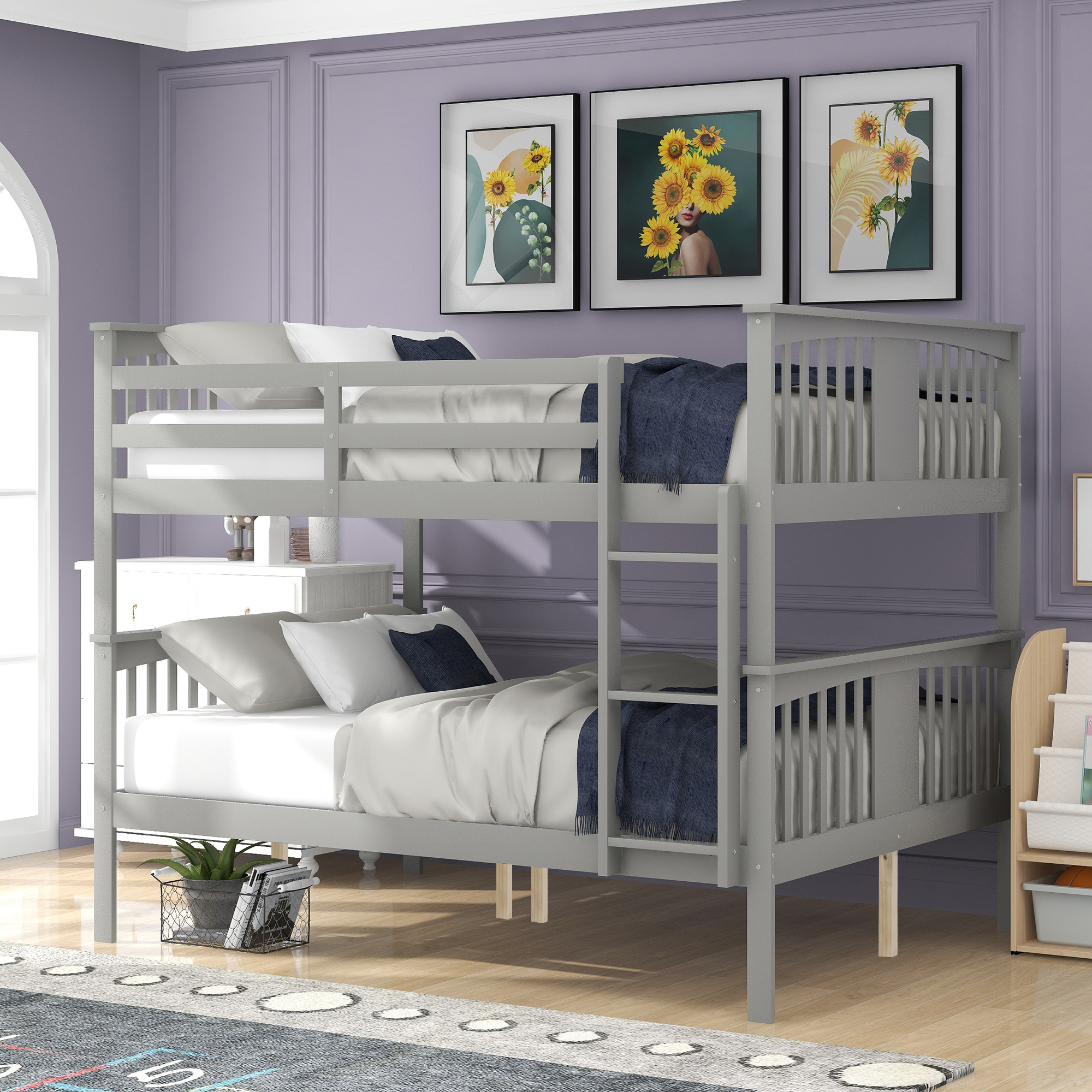 Full Over Full Bunk Bed With Ladder For Bedroom