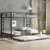 Queen over Queen Metal Bunk Bed with Twin Size Trundle