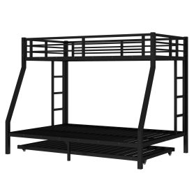 Twin over Full Metal Bunk Bed with Twin Size Trundle