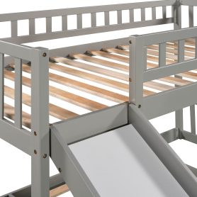 Twin over Twin Bunk Bed with Stairway, Two Drawers and Slide