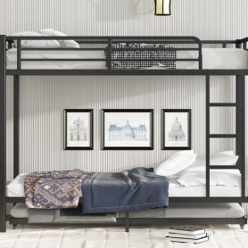 Twin XL over Twin XL Metal Bunk Bed with Twin Size Trundle