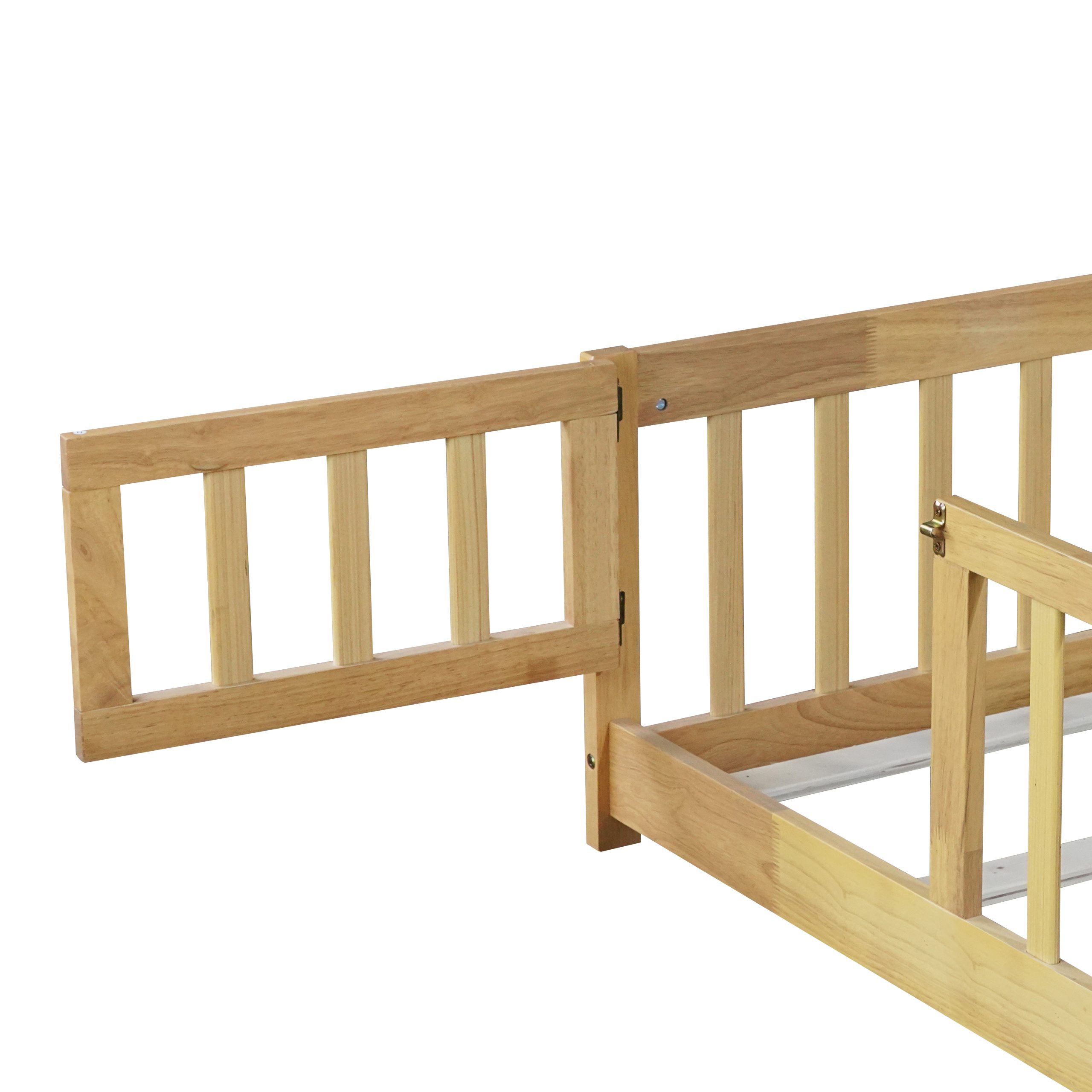 Twin Size Floor Bed With Fence, Door and Safety Guardrails 19 Twin Size Floor Bed With Fence, Door and Safety Guardrails