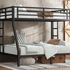 Metal Twin over Full Bunk Bed with Ladder and Guard Rail