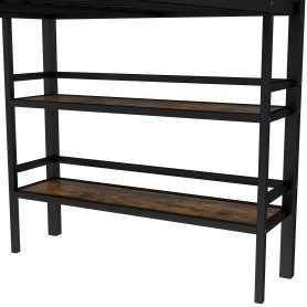 Twin Size Metal Loft Bed With Storage Shelf, Easy Climbing Ladder And Guardrails