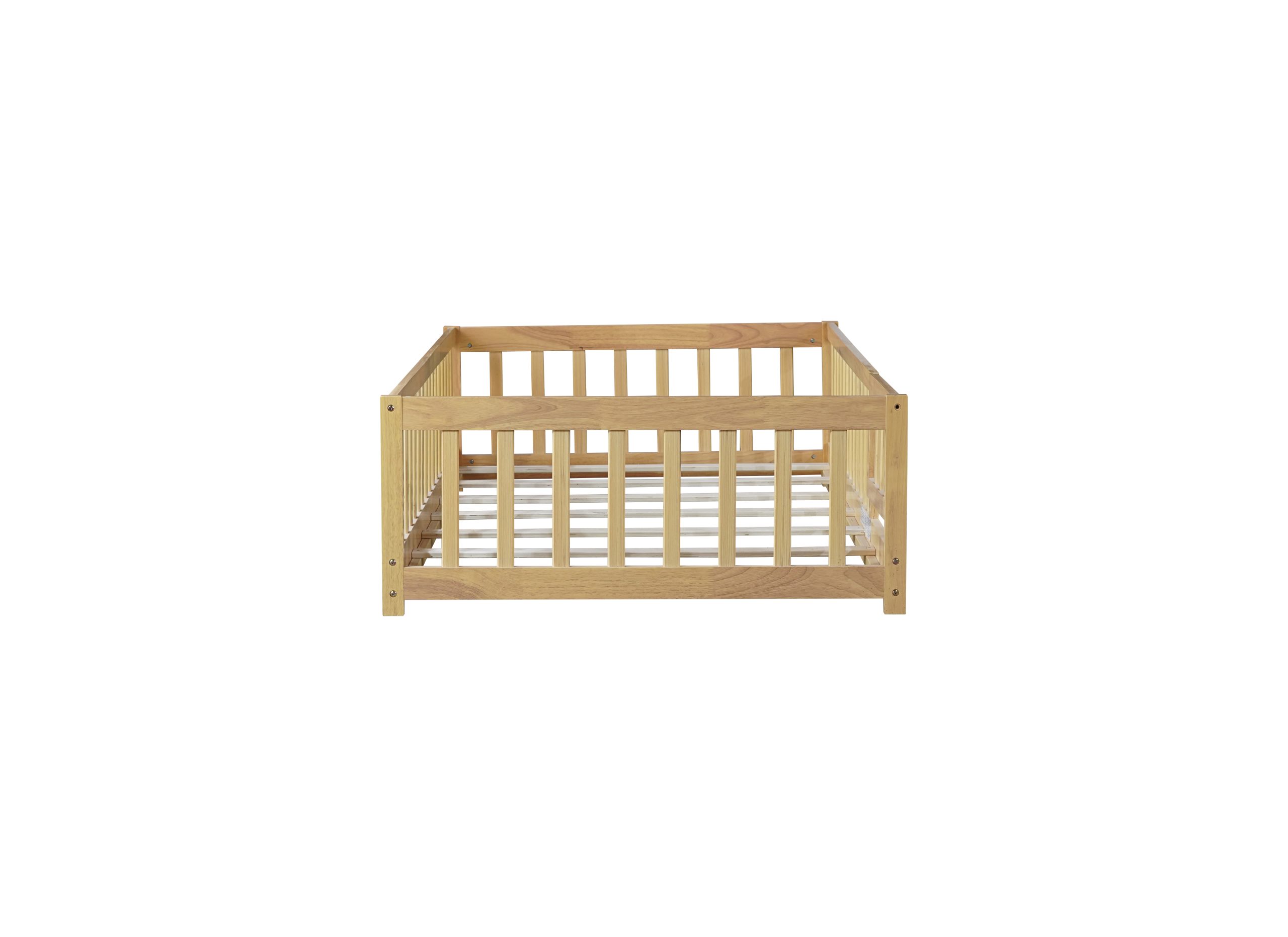 Twin Size Floor Bed With Fence, Door and Safety Guardrails 16 Twin Size Floor Bed With Fence, Door and Safety Guardrails