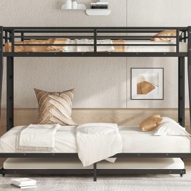 Twin over Full Metal Bunk Bed with Twin Size Trundle
